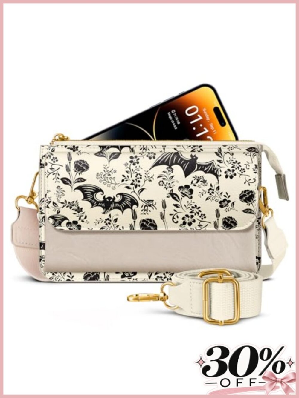 Vertical Phone Purse Crossbody Bag Women Leather Adjustable Strap